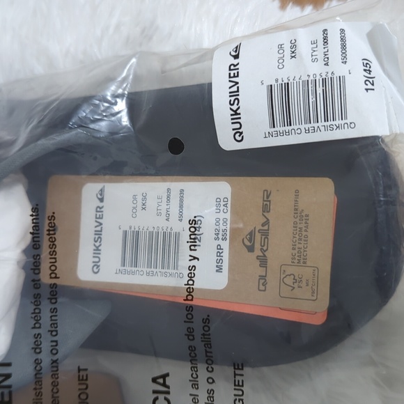 Quicksilver sandals flip flop size 12 black and gray in color - Picture 2 of 2